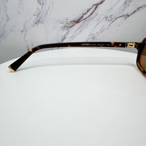 New MIU MIU Sunglasses Brown Tortoise Slim Rectangular Acetate Logo Authentic main image 9